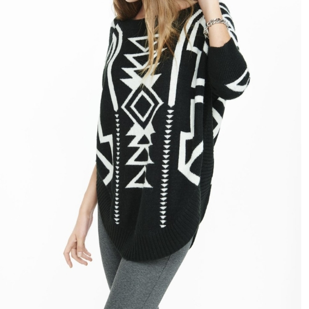 Express Aztec Extreme Circle Hem Sweater